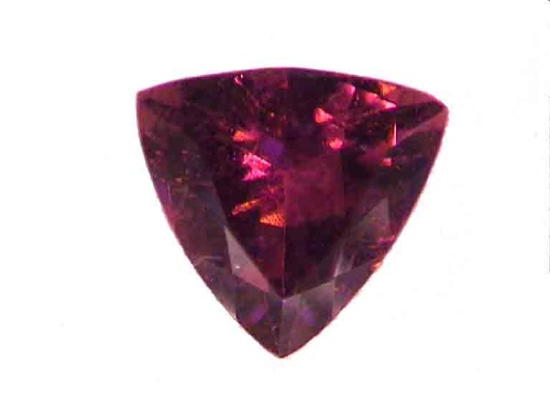 Rubellite du Brésil rouge orangé, forme trilliant
